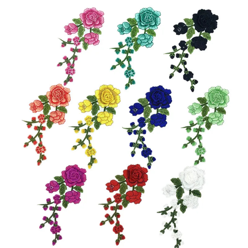 Wholesale Dentelle BrodÃ©e Pour Robe Eco-friendly 3D Embroidery Flower Patch Colorful Polyester Guipure Applique for DIY Clothes