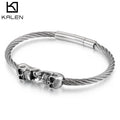 KALEN Stainless Steel  Silver Skull Charm Bracelets for Men