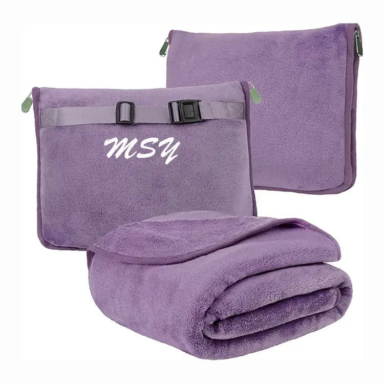 Custom Fleece Blanket 100x150cm 2 in 1 Travel Blanket with Bag Portable Fleece Travel Blanket