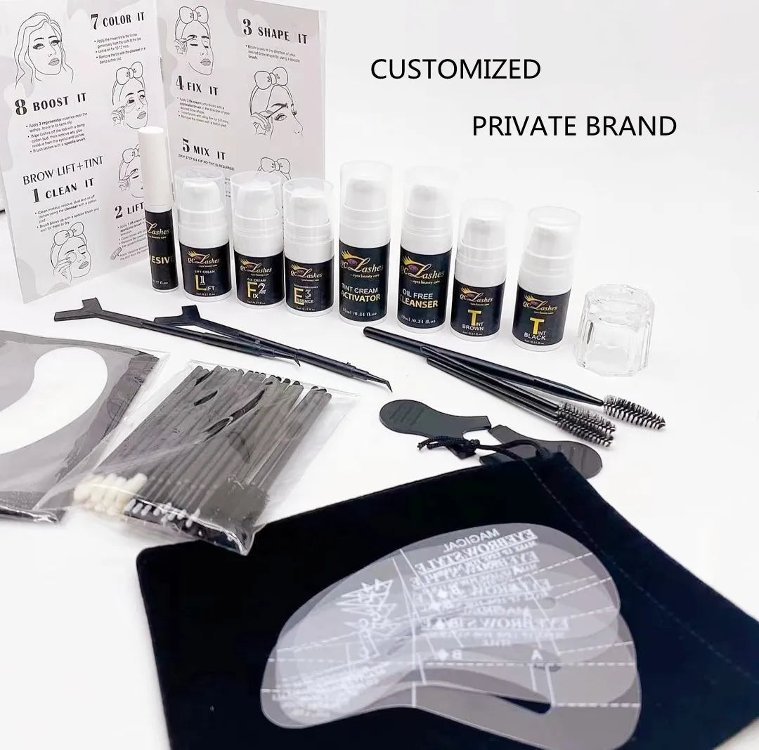 Professional Lash Perm Kit with Fast-Setting Lash and Brow Lift Silicone Shields Eyelash Eyebrow Application Paper Packaging