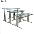 HADI Rectangular Mirrored Buffet Table Tempered Glass Top Commercial Catering Royal Stainless Steel Shape Dubai Hotel Supplies
