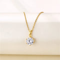 QR-02 Fashion Neck Jewelry Simple Gold Stainless Steel Metallic Zircon Diamond Pendant Necklace