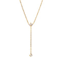 Minimalist 18K Gold Plated Zircon Necklace Stainless Steel Snake Y Shape Crown Zircon Necklace