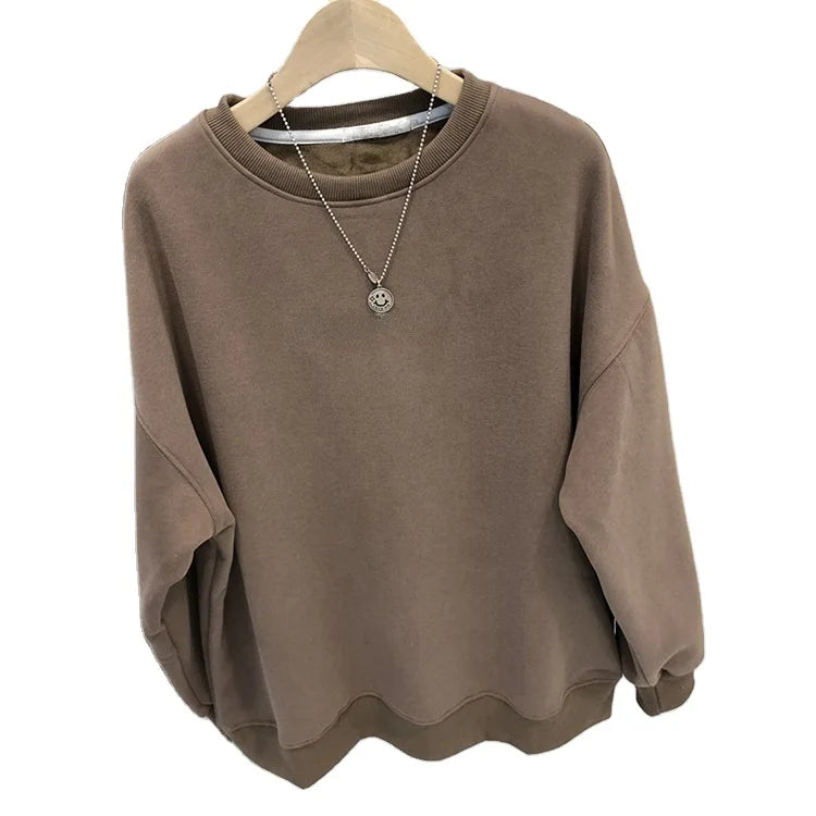 Luxury Women's Cotton Oversized Embroidered Jumper 3D Streetwear Hoodie Sweatshirt Custom Crewneck Embossed Design ODM Model C07