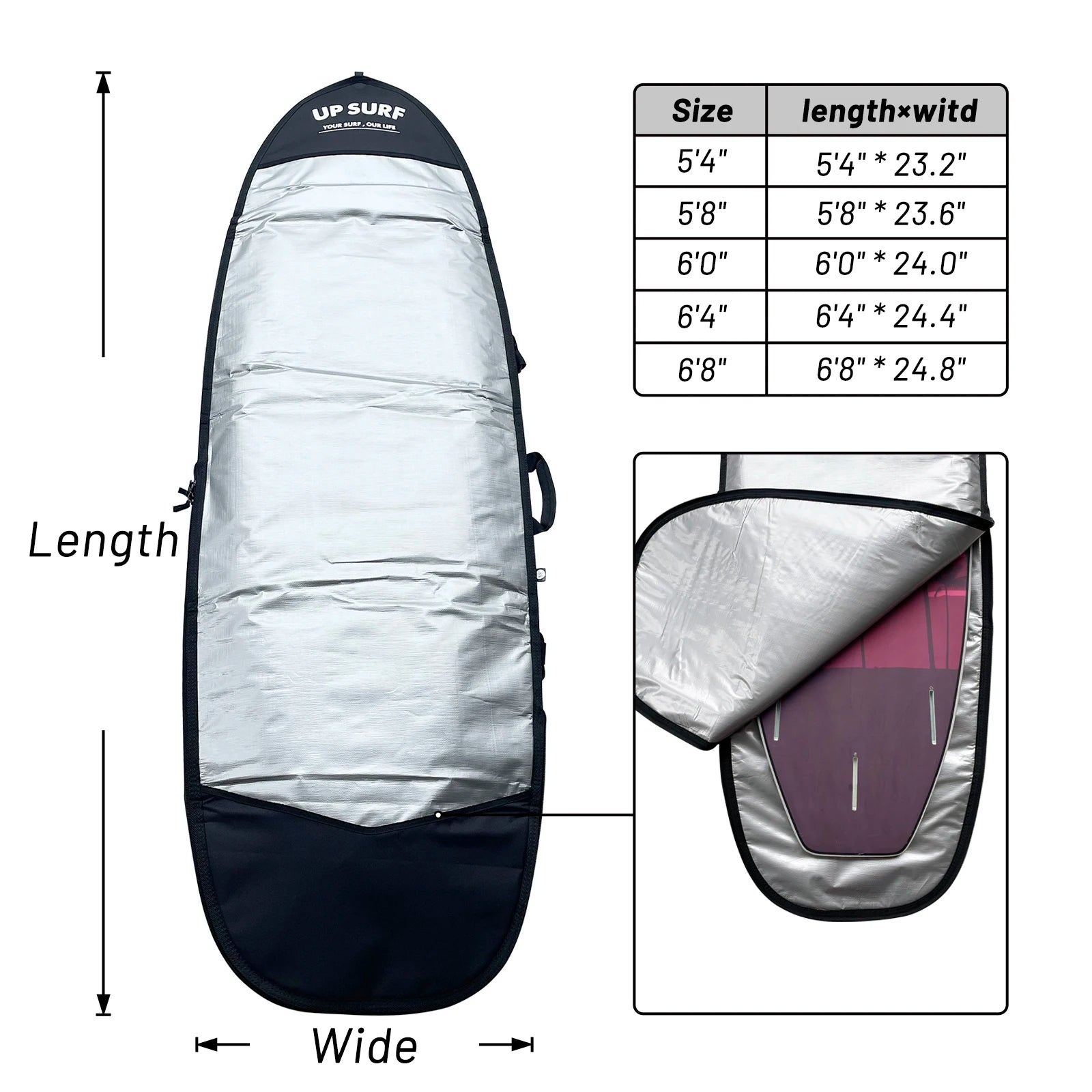 UPSURF Surfboard Travel Nylon Bag/Cover 5.4/5.8/6.0/6.4/6.8 600D Shortboard Bag in Stock