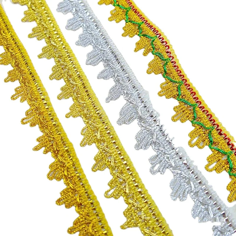 3cm Diy Home Textile Gold Silver Metallic Lace Ribbon Clothes Costume Dancewear Sewing Glitter Braided Upholstery Lace Trims