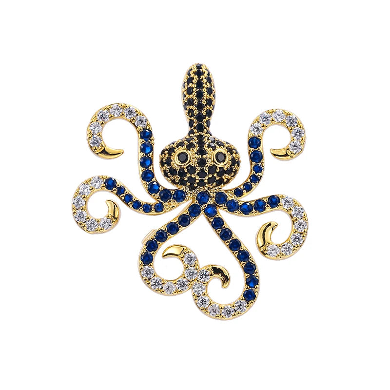 TXZ207 Custom Brooches with Cubic Zirconia Octopus Design for Children's Party Wedding Engagement Occasions Perfect Gift Idea
