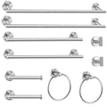 Wall Mounted Bathroom Hardware Set SUS 304 Stainless Steel Towel Bar Set Includes Bar Hook Ring Fittings Sanitary Set