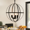 Industrial Pendant Light Flush Mount with Adjustable Chain5-Light Orb ChandeliersBlack Globe Chandelier Light Fixture