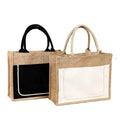 Hot Selling Reusable Natural Linen Hessian Beach Shopping Jute Tote Bag Custom Logo Printed Wholesale