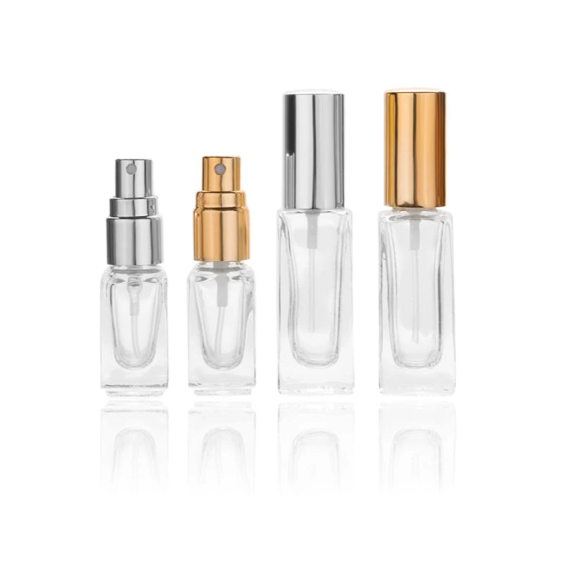 High Quality Low MOQ Clear Frosted Portable Spray Atomizer Mini Perfume Bottle Set Glass Perfume Bottle
