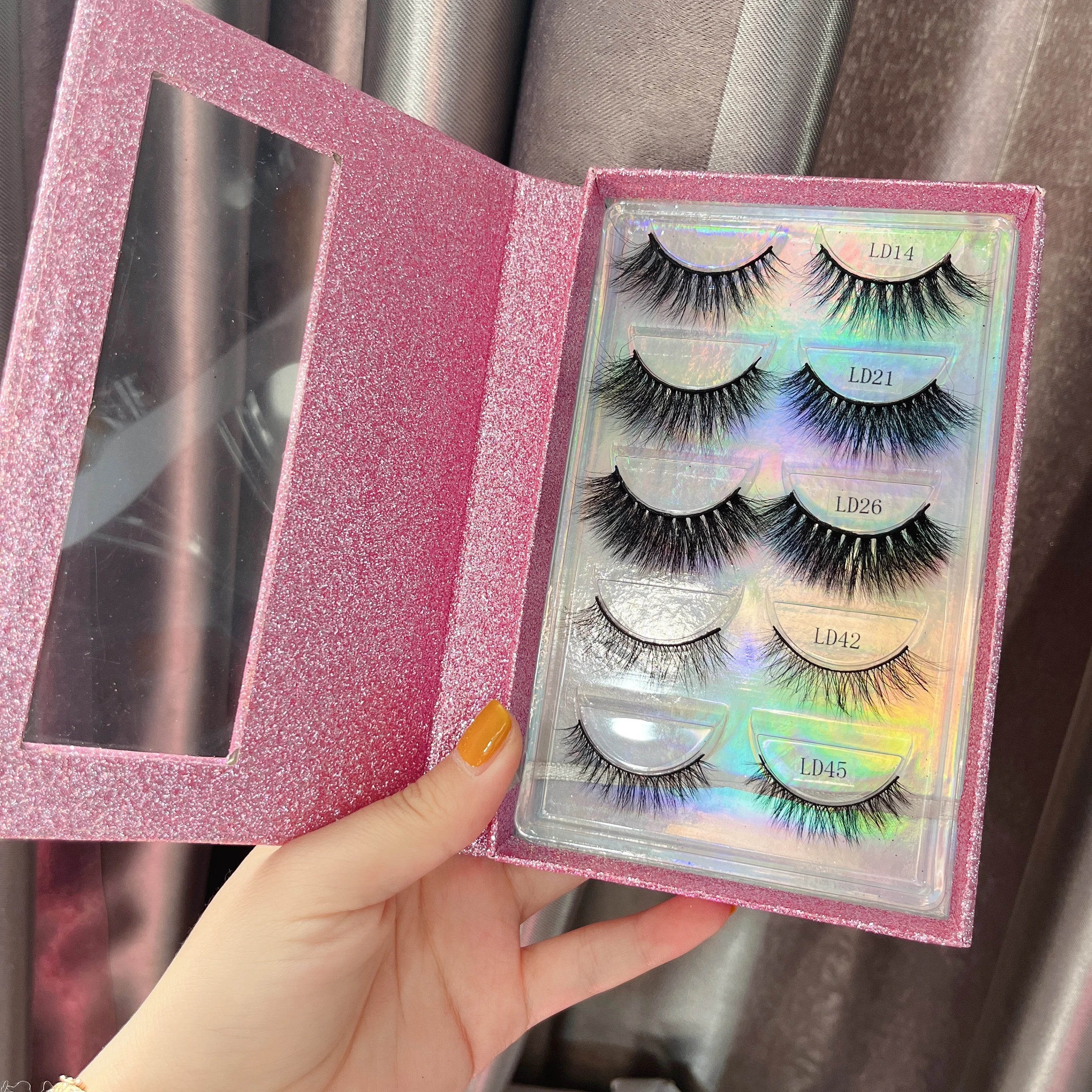Glitter Eyelash Books Lash Packaging Book 5 Pairs Eyelash Boxes Private Label Lash Cases