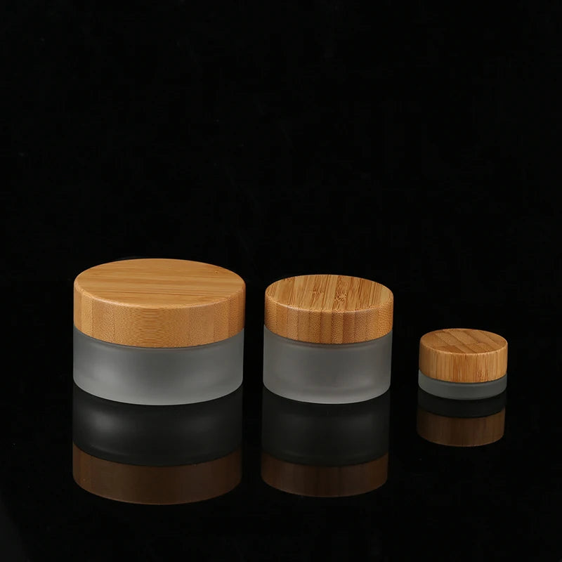 Laser Engraving logo Customized Eco Friendly Bamboo Lid Cream Jar Cosmetic Jars with Bamboo Lids