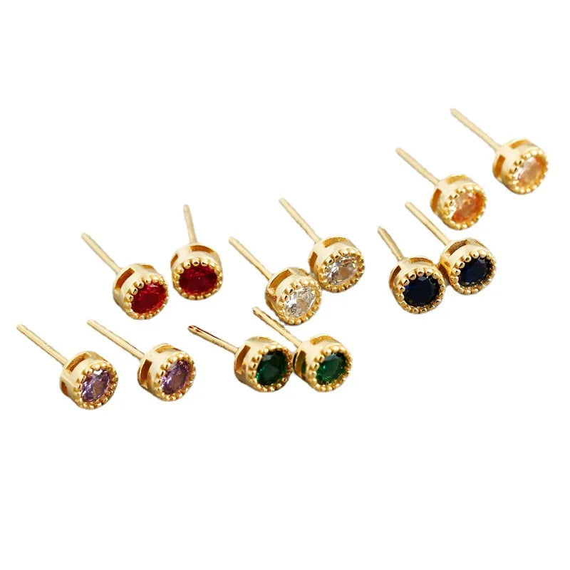 New Pastel Colorful Cubic Zirconia Delicate Dainty for Women Multi Piercing 925 Sterling Silver Earrings