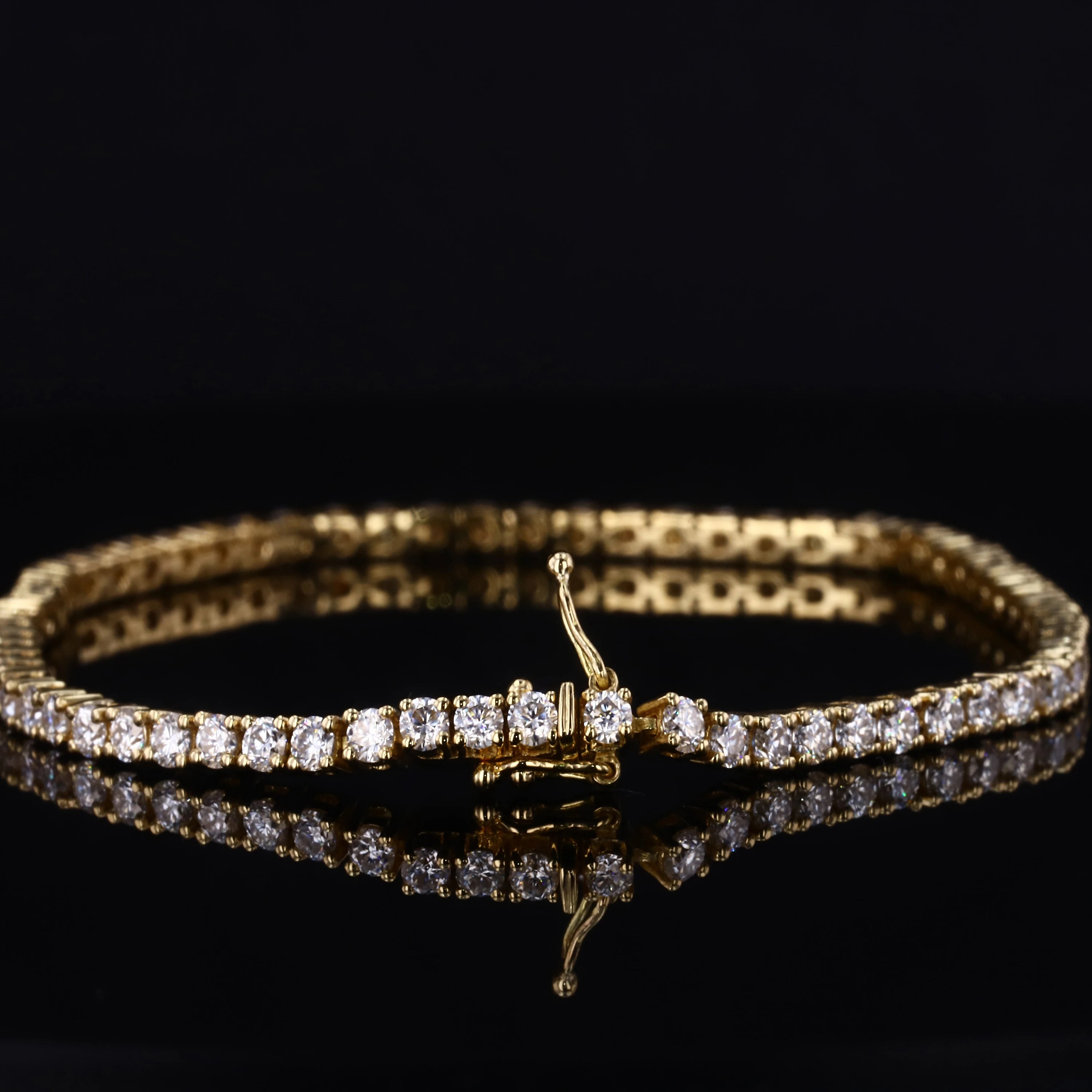 Starsgem Custom Man Women 18cm 9K Solid Yellow Gold Lab Grwon Diamond Chain Link Tennis Bracelet