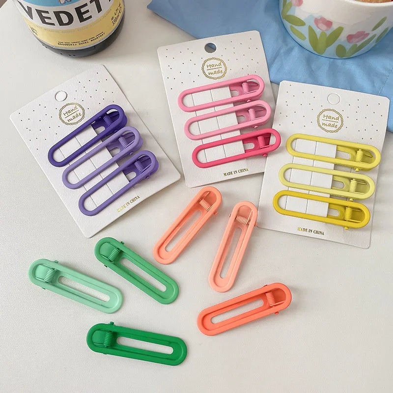 2023 Korean Candy Beauty Cute Sets Duck Bill Clip Hollow Hair Pins Barrett for Girls