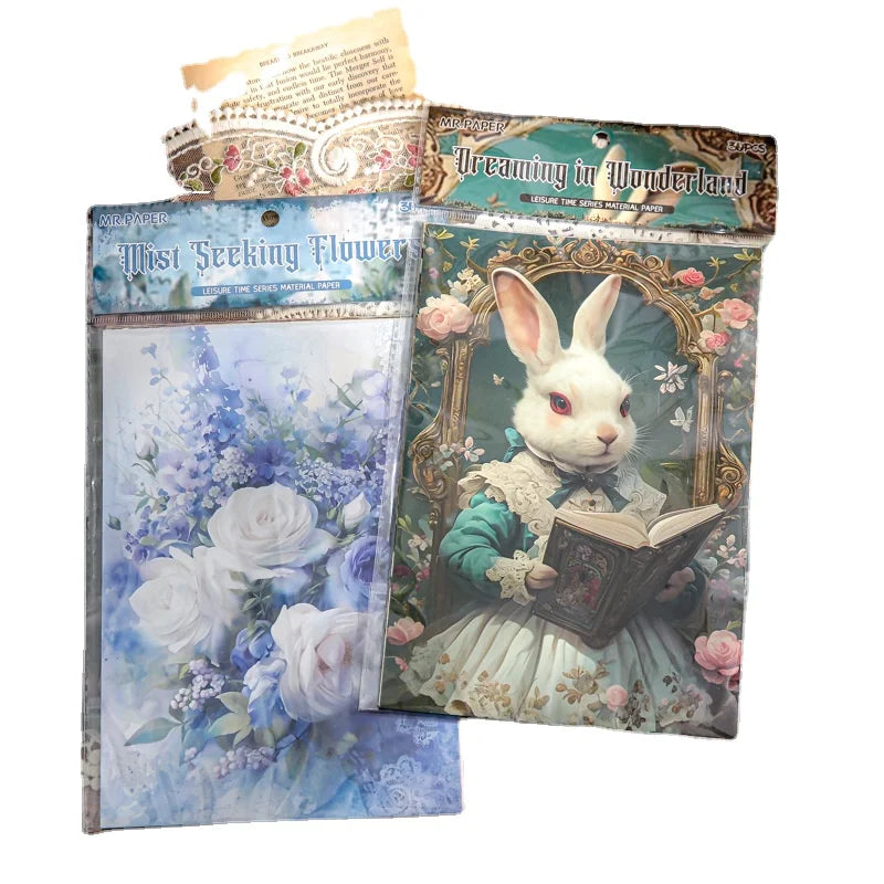 30pcs/pack Retro Material Paper Vintage Bazaar Series Cross-border Fantasy Material Paper Handbook Decoration Base Paper