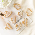 Hot Sale INS Trendy Alloy Ponytail Korean Hair Accessories Fashion Gold Rhinestone Pearl Metal Hair Claw Clips