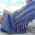 Turkish Cotton Hammam Bath Beach Towels 100*180cm Futa Turkish Cotton Beach Towel with Zip Pocket
