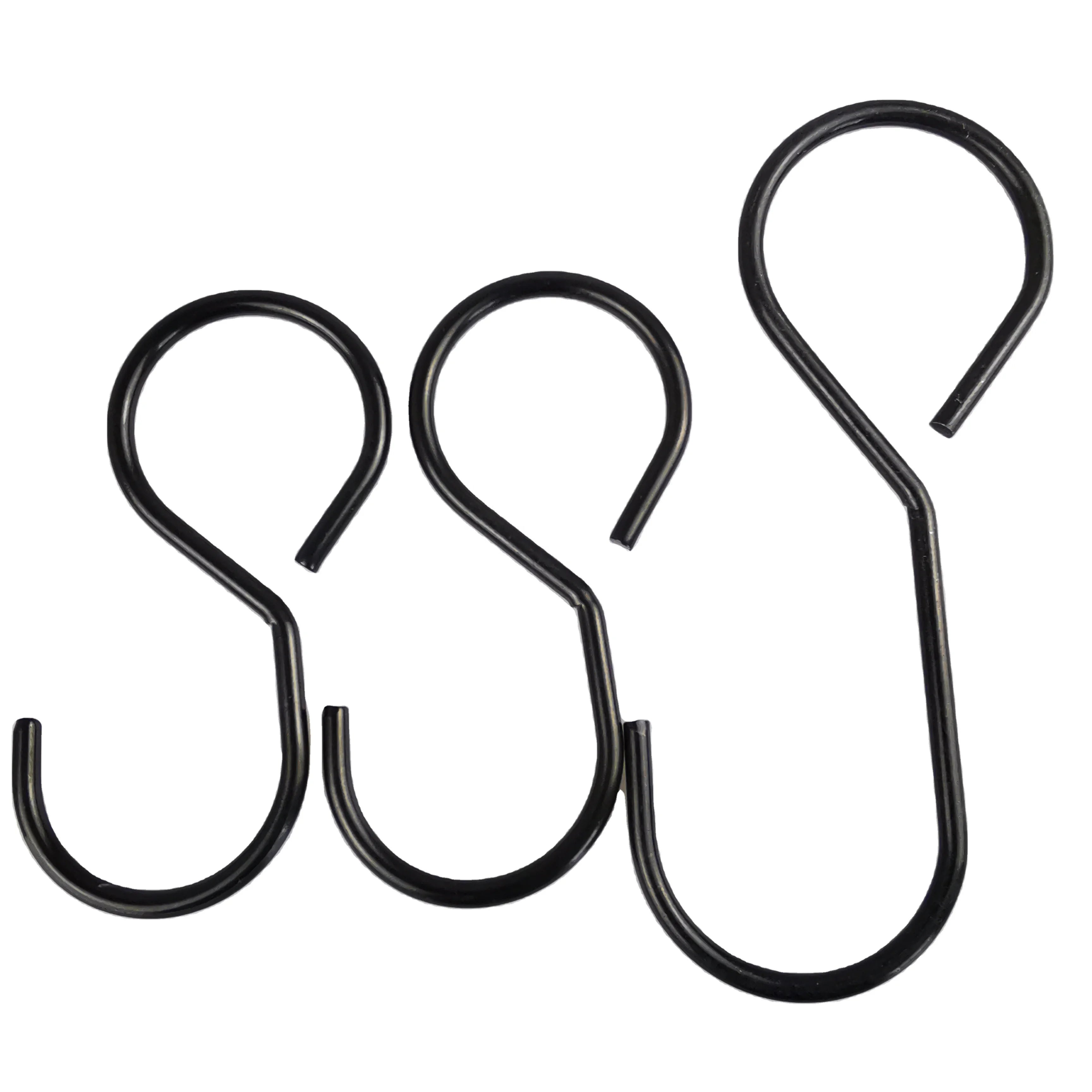 Black Coated Metal Hanging S Hook with Chain Different Size