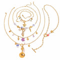 Ocean 18K Gold Plated Stainless Steel Colorful Necklace Starfish Shell Charm Necklace for Women Trendy for Holidays