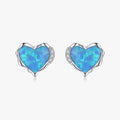 925 Sterling Silver Fine Jewelry Trendy Irregular Hearts Ear Studs Charming Elegant Opal Stud Earrings for Women
