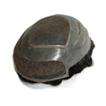 Gray Hair 4 Holes Mono Top Base Natural Human Hair Men Toupee With Front Lace Bleached Knots