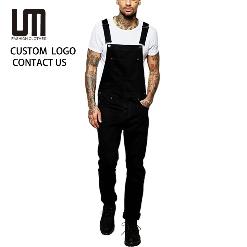 Clearance Sales Men Vintage Denim Overalls - Washed Ankle-Length Jumpsuit with Pockets (Casual One-Piece Jeans Trousers)