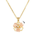 Minimalist Stainless Steel Chain Jewelry Set Fidget Cat's Eye Flower Heart Jewelry Set Rotatable Green Flower Jewelry Set