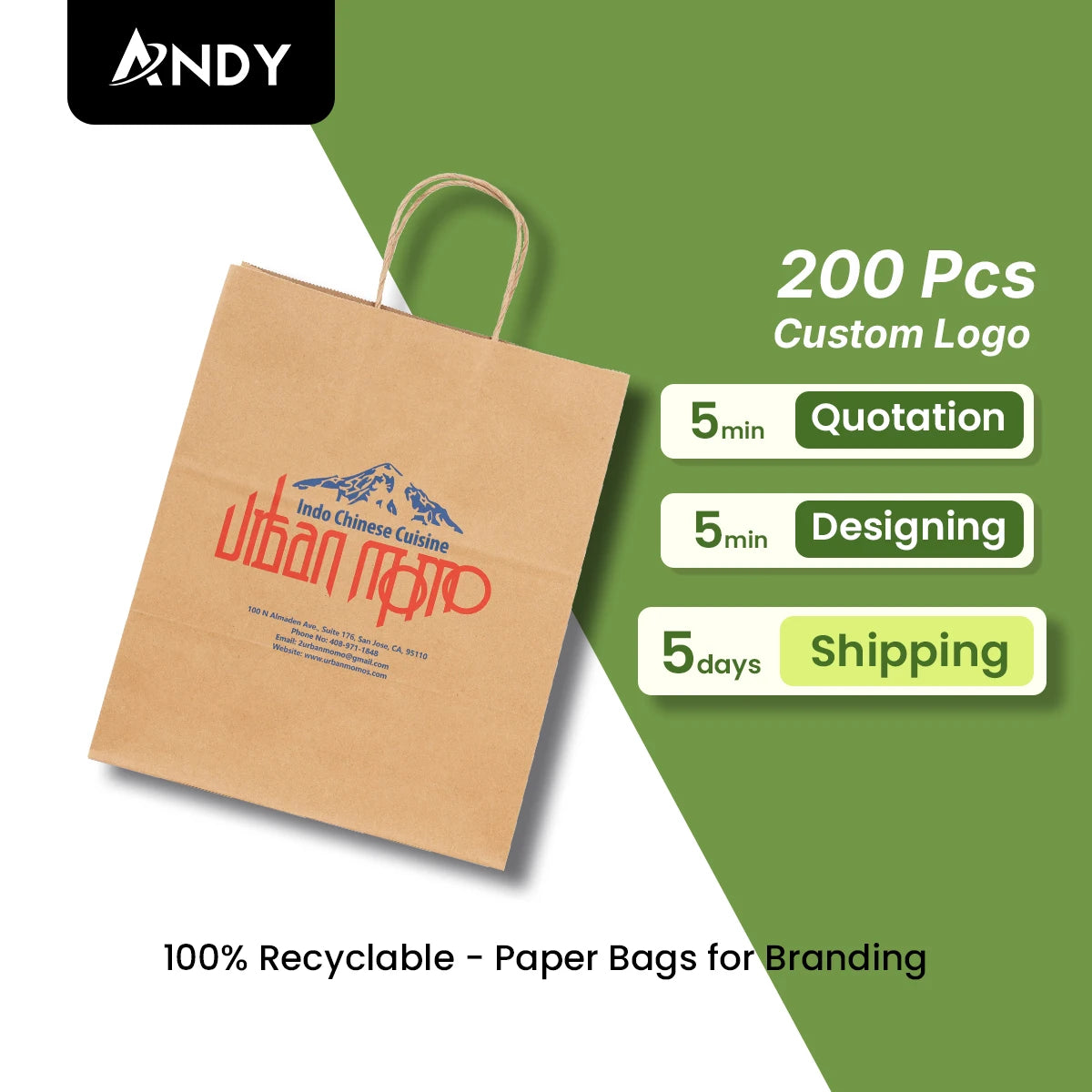 Customized Greaseproof Brown Kraft Paper Bag for Baking Printed Your Own Logo for Supermarket Promotion Toast Bread Packaging