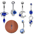 Gaby Surgical Steel Blue Heart Belly Rings Jewelry Stainless Steel Piercing Shiny Belly Piercing Belly Button Ring  Body Jewelry