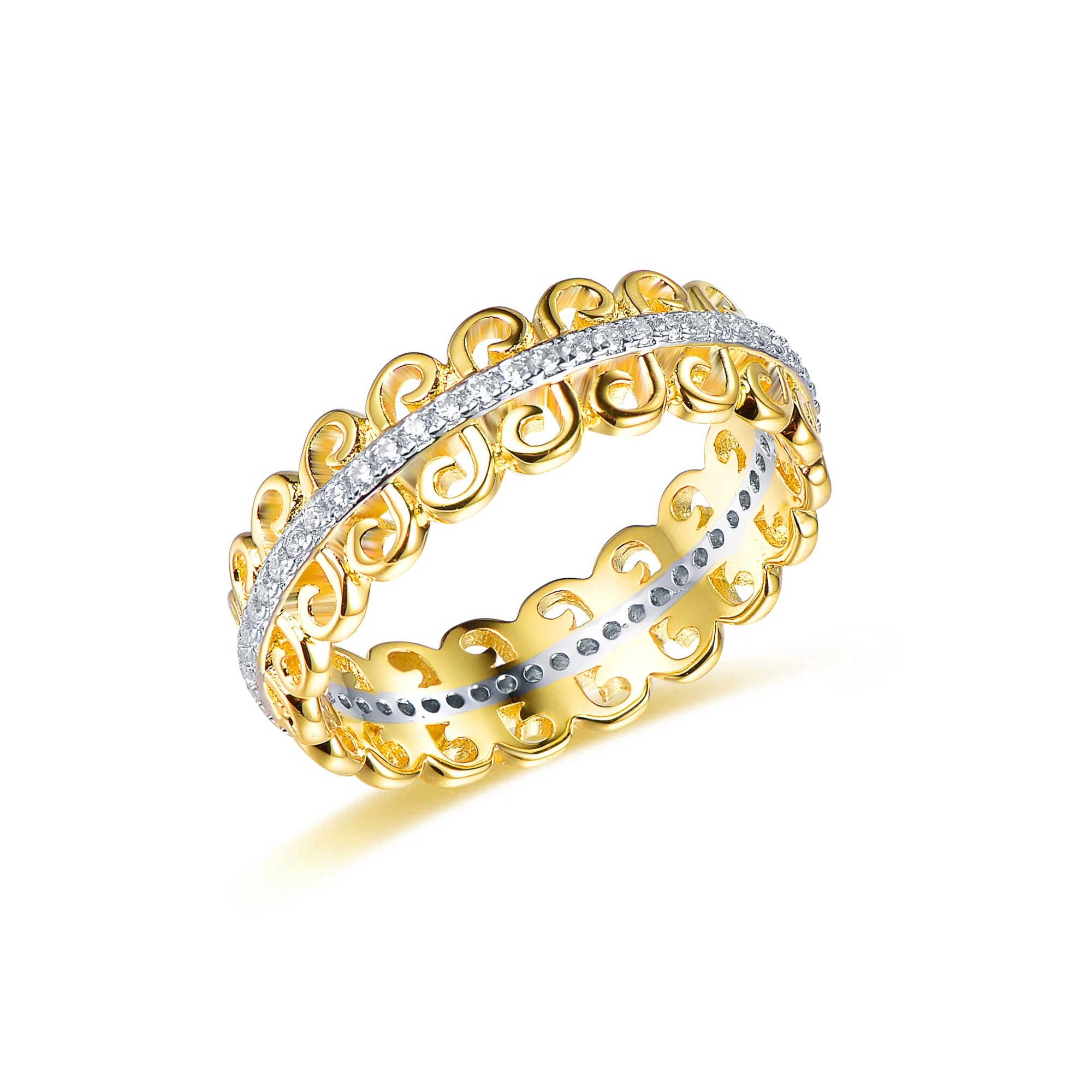 Luxury 3A White Cubic Zirconia Steel Ring Gold Plating Cubic Zircon Brass Ring