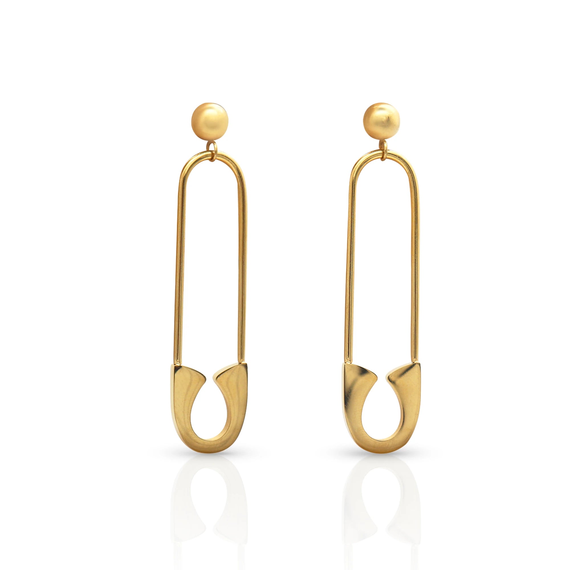 Chris April Fashion Jewelry 316L Stainless Steel Simple PVD Gold Plated Large Pins Drop Earring