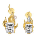 High Quality 18K Gold Plated Brass Jewelry Irregular Flame Zircon Studs Accessories Earrings E211290