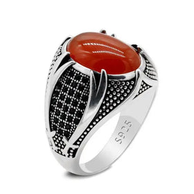 AA00828 New Retro Men Ring Oval Opal Stone Ring Engagement Retro Stone Diamond Ring for Men