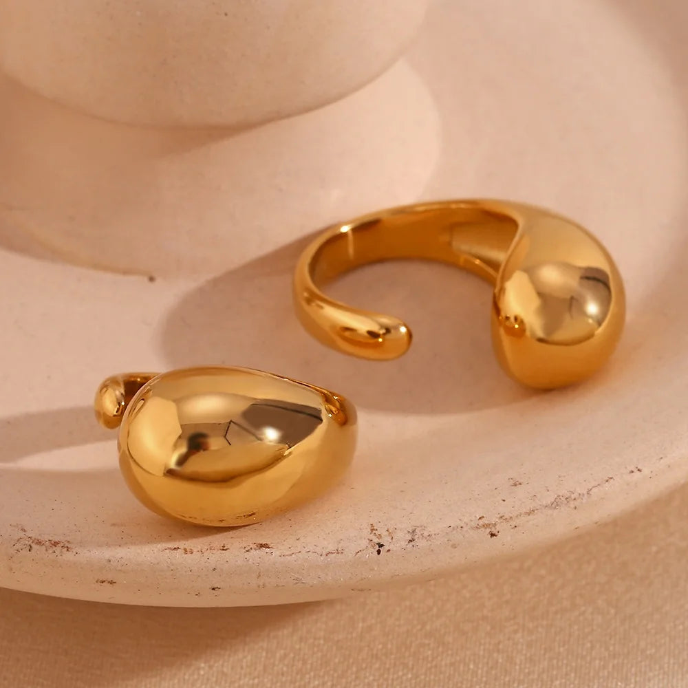 Guarantee Dreamshow Water Drop Statement Ring 18k Gold Plated Stainless Steel Jewelry Tarnish Free Accesorios Mujer