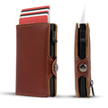 Luxury Men's Business Card Holder Genuine Leather Case with Oil Wax Finish RFID Blocking Function Wallet