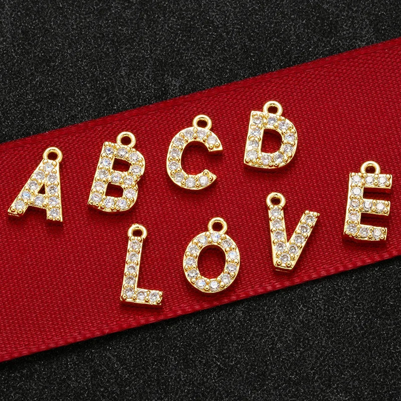 Custom DIY Jewelry Gold/silver Plated Pendant CZ Initial Letter Pendants