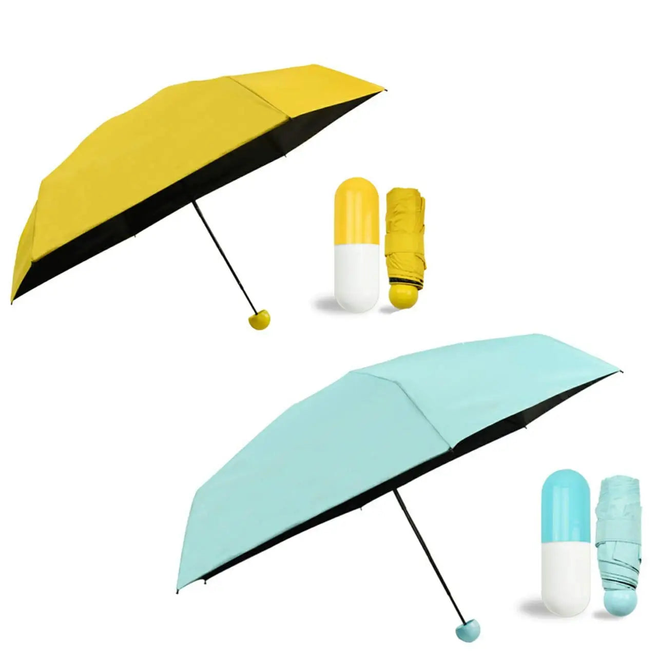 Mini Five-Fold Capsule Umbrella with Plastic Handle Classic Design UV Protection Easy to Carry for Travel and Rainy Days