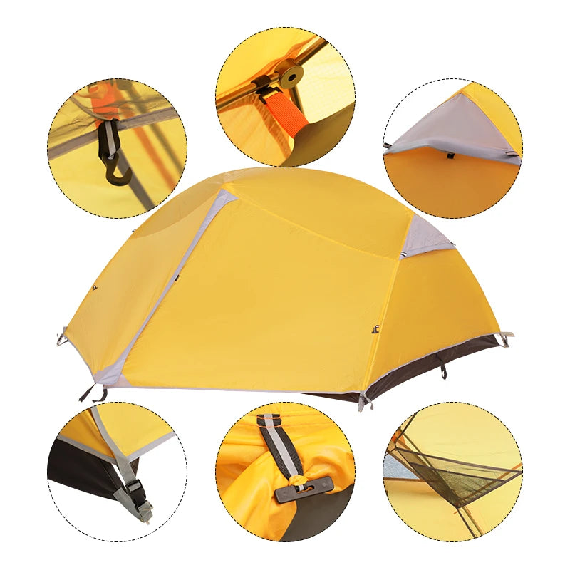 Double Layer Custom Design Outdoor Camping Tent  Aluminum Pole Waterproof Outdoor Professional Hiking Tent Light