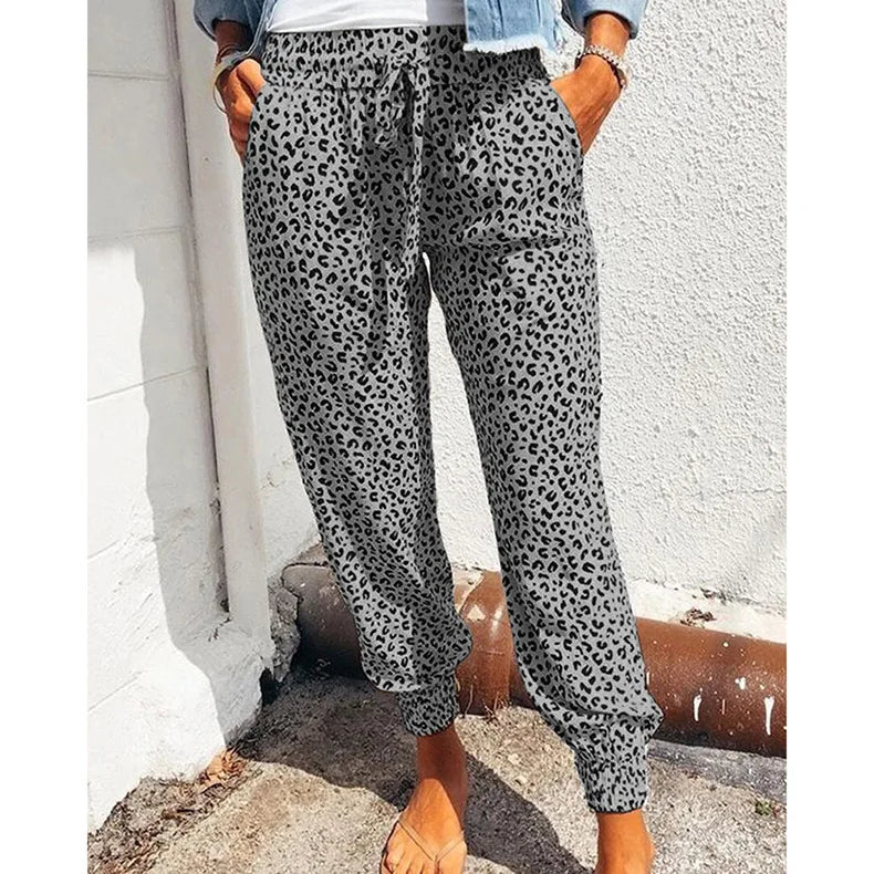 Women Loose Drawstring Pants Joggers Leopard Lounger Pants Long Bottom Wear Plus Size for Women 2022