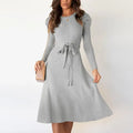 S-XXL Autumn/Winter Bubble Long Sleeve Knitted Skirt Mid Length High Waist Large Swing Dress With Bottom Coat