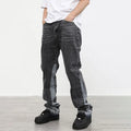 AeeDenim Custom New Design Men Flared Jeans Patchwork Loose Hip Hop Denim Pants Washed Jeans