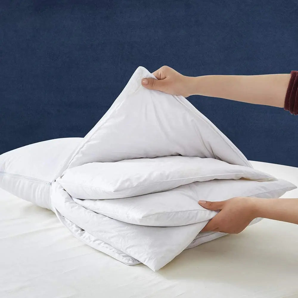 Kingworth Goose Adjustable 100% Polyester 3 Layer Feather Pillow Premium Neck Adjustable Height Pillow With Cover
