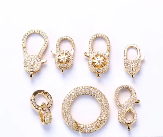 Micro Pave Springs Lock Brass Clasp for Necklace Bracelet Lobster Clasps for Jewelry Making
