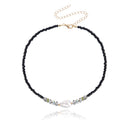 Bohemian Seed Glass Bead Beach Pearl Pendant Knitting Necklace GMN018