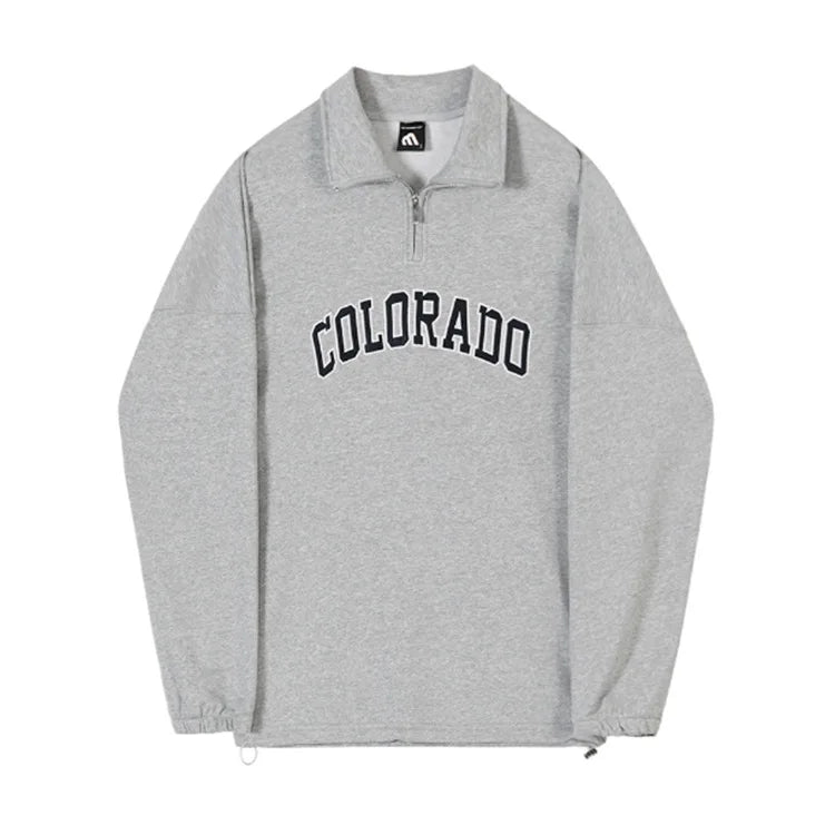 Quality Button Collar Men's Sweatshirt Jumper Polyester/Cotton Custom Embroidery Print Pullover Autumn Oversized Fleece