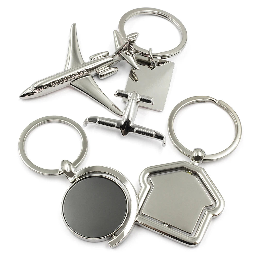 Hot Sale Luxury Metal Keyring Circle Tag Keychain in Bulk Black Rotating Custom Car Blank Fashion Style with Custom Logo