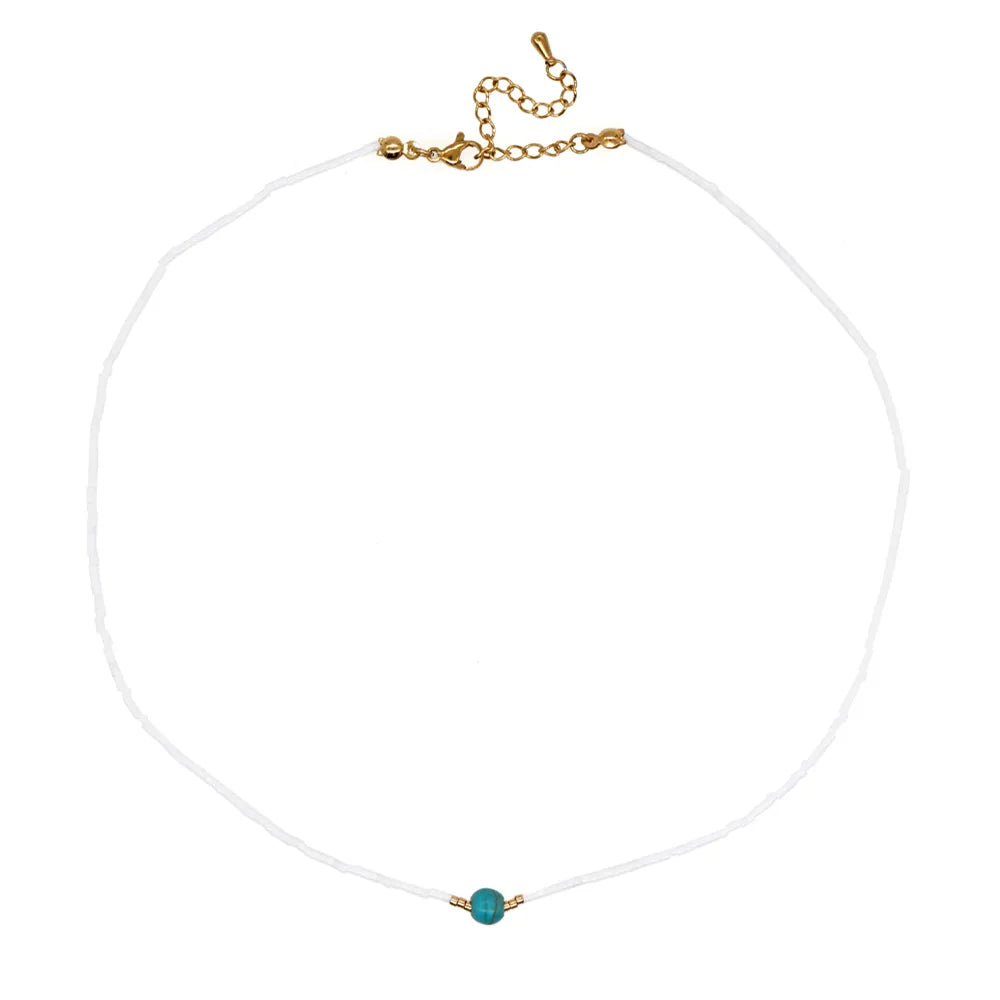 Luxury White Green Color Mixed Miyuki Seed Beaded Handmade Necklace Beads Jewelry for Women