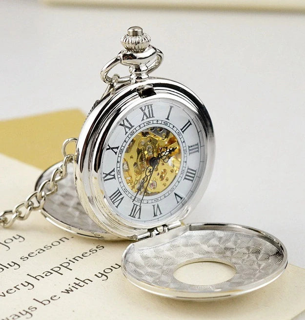 Double Side Antique Hollow Manual Hand Winding Retro Roman Mechanical Pocket Watches